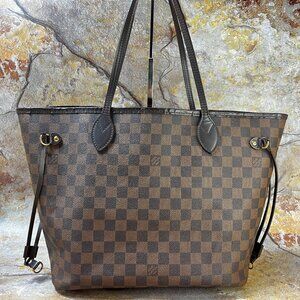 Sold!!Louis Vuitton Neverfull MM Shoulder Bag Damier Ebene Tote Bag N51105